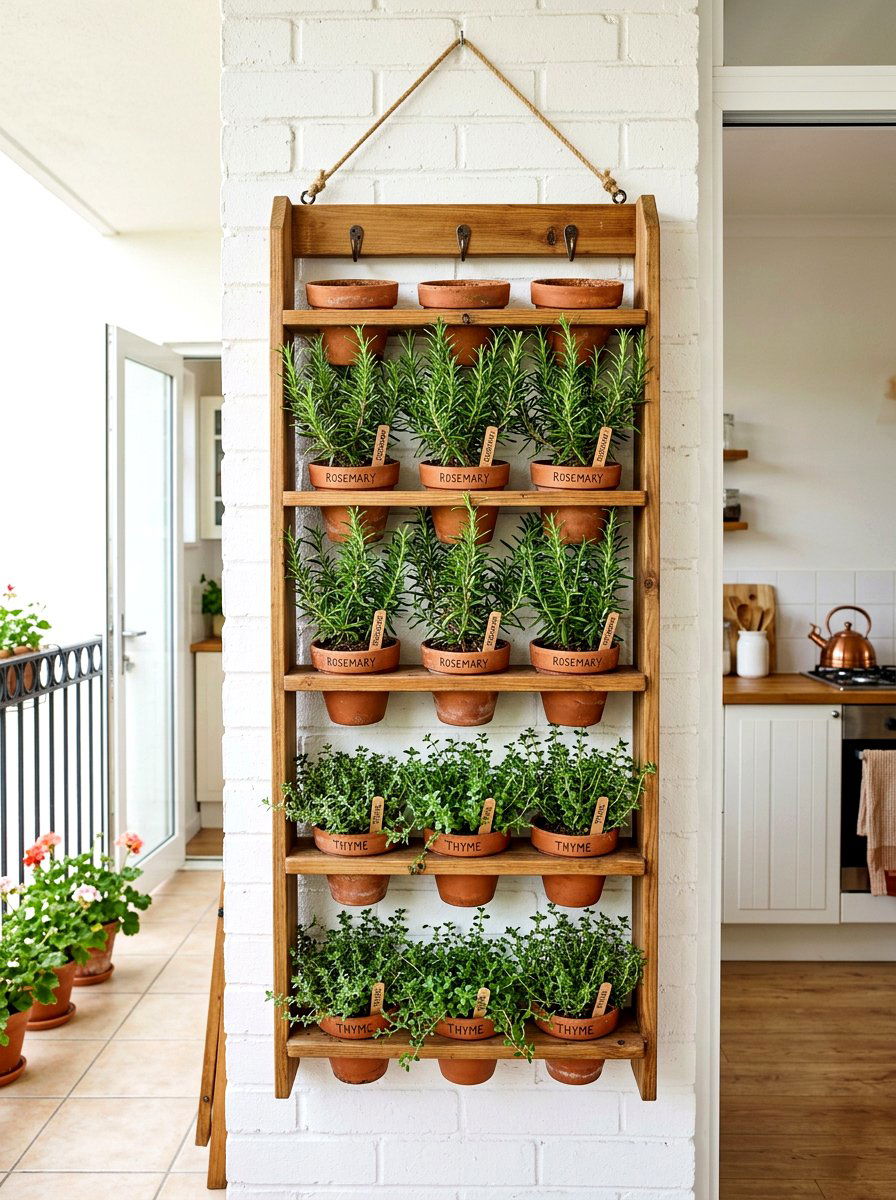 Hanging Herb Wall - 30 vertical vegetable garden ideas