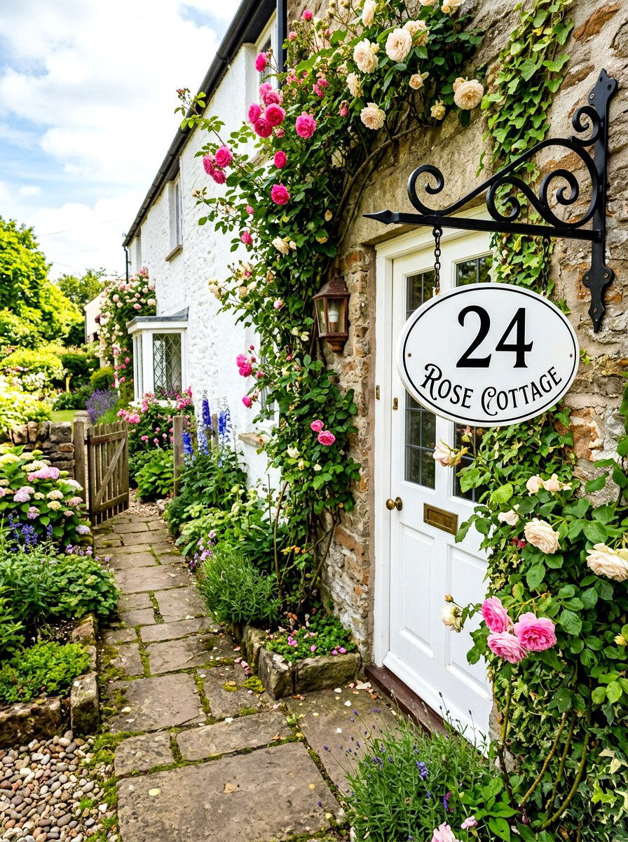 Hanging House Number Sign - 30 house number display ideas