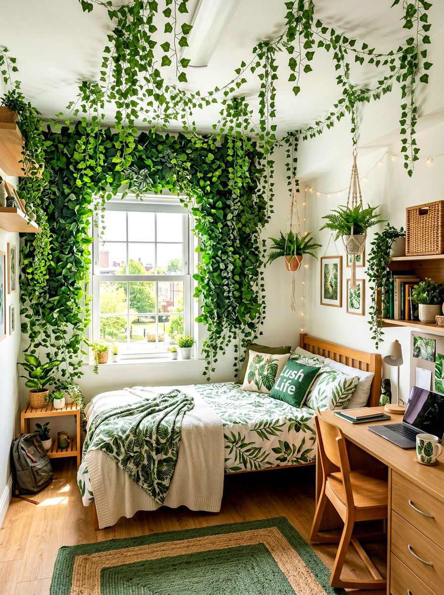 Hanging Ivy And Artificial Vines - 30 dorm wall decor ideas