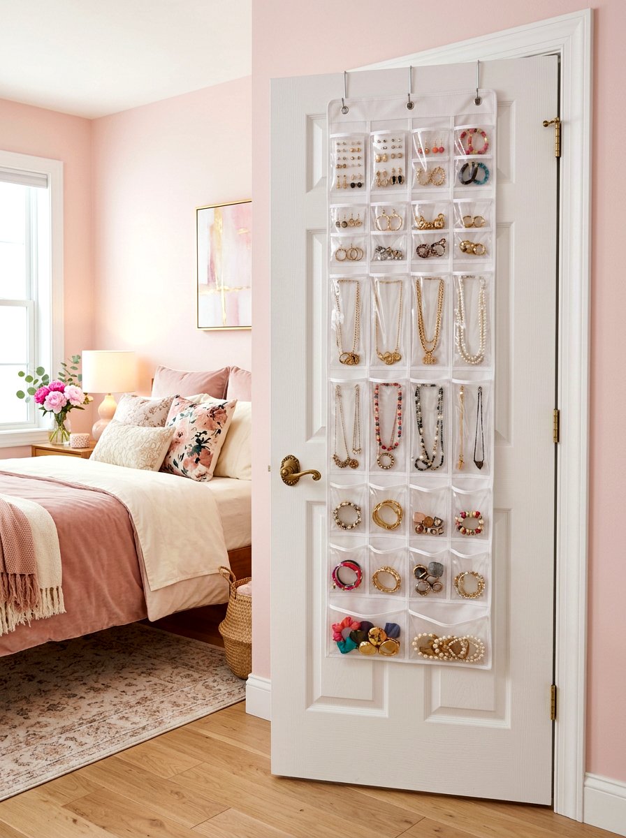 Hanging Jewelry Organizer - 30 organizing a guest room ideas