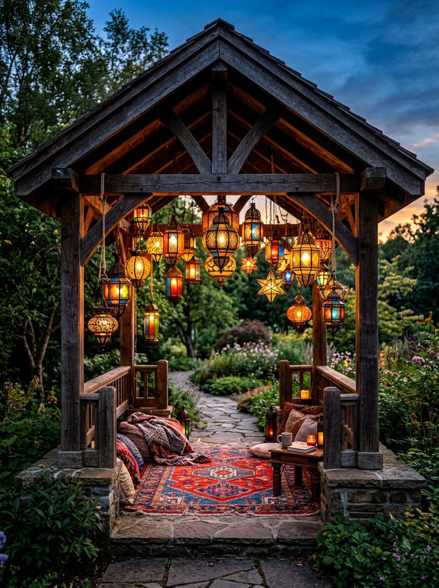 Hanging Lantern Gazebo - 30 gazebo lighting ideas