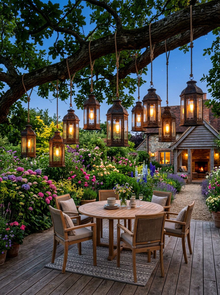 Hanging Lantern - 30 tree lighting ideas