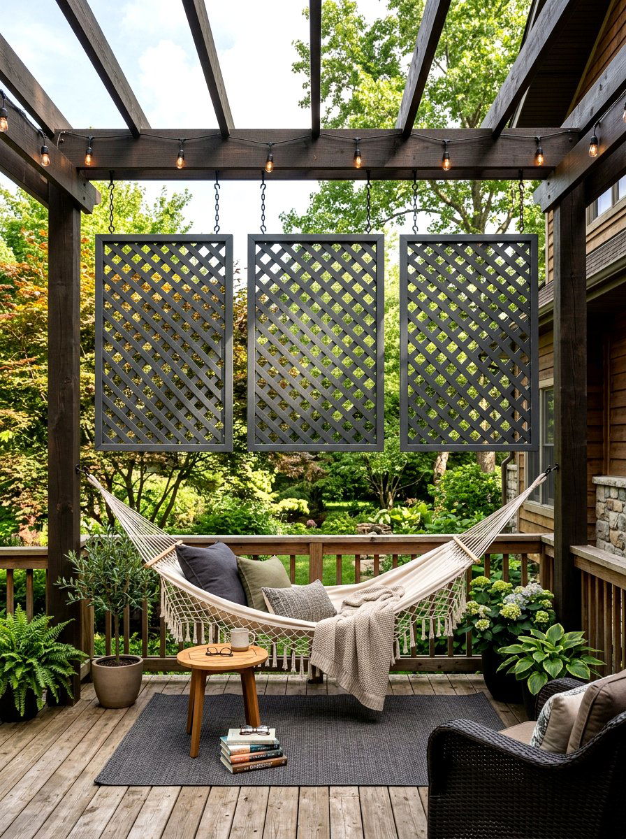 Hanging Lattice Privacy Panels - 30 deck privacy wall ideas