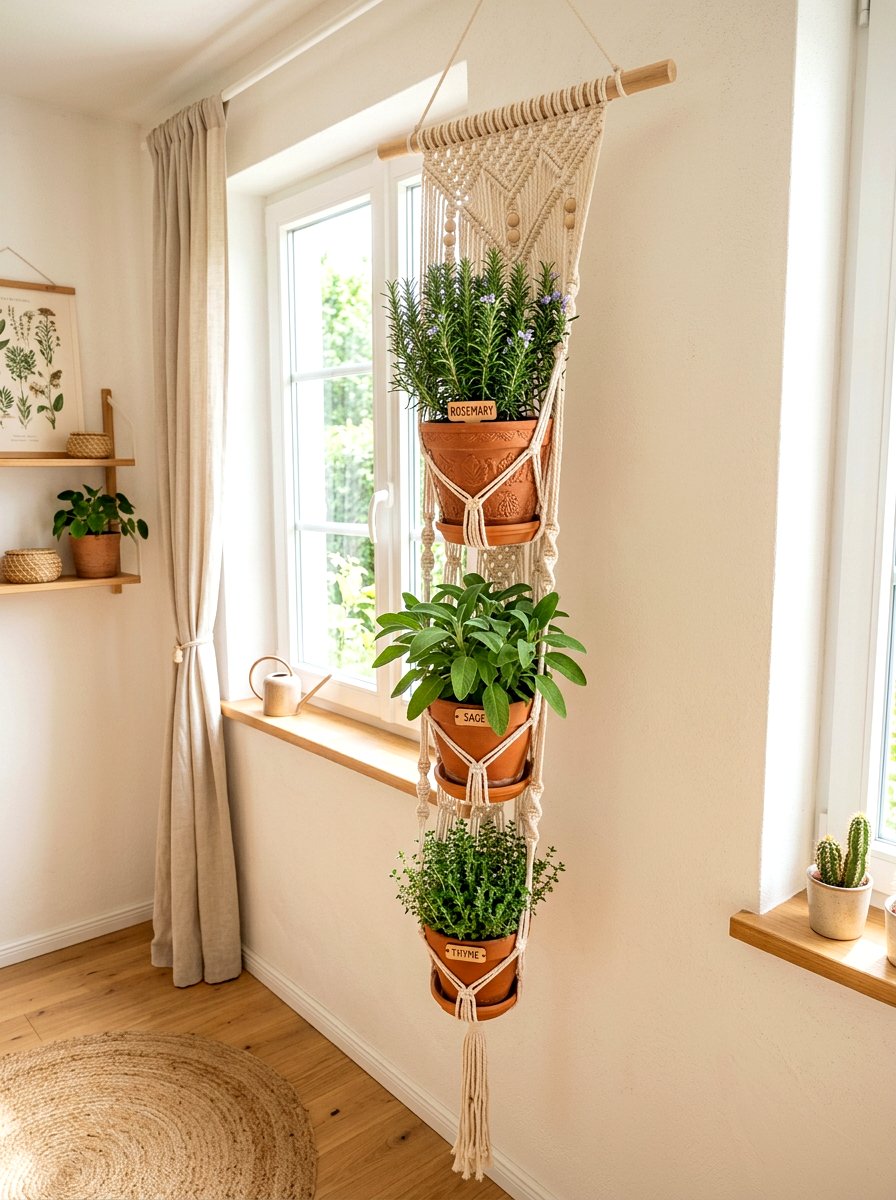 Hanging Macrame Herb Garden - 30 modern herb garden ideas