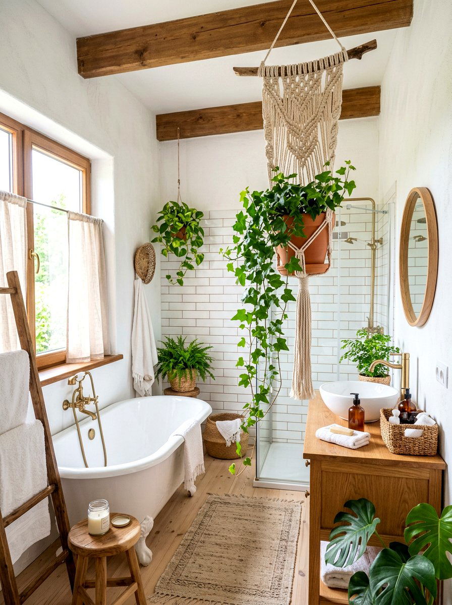 Hanging Macrame Plant - 30 sensory bathroom ideas