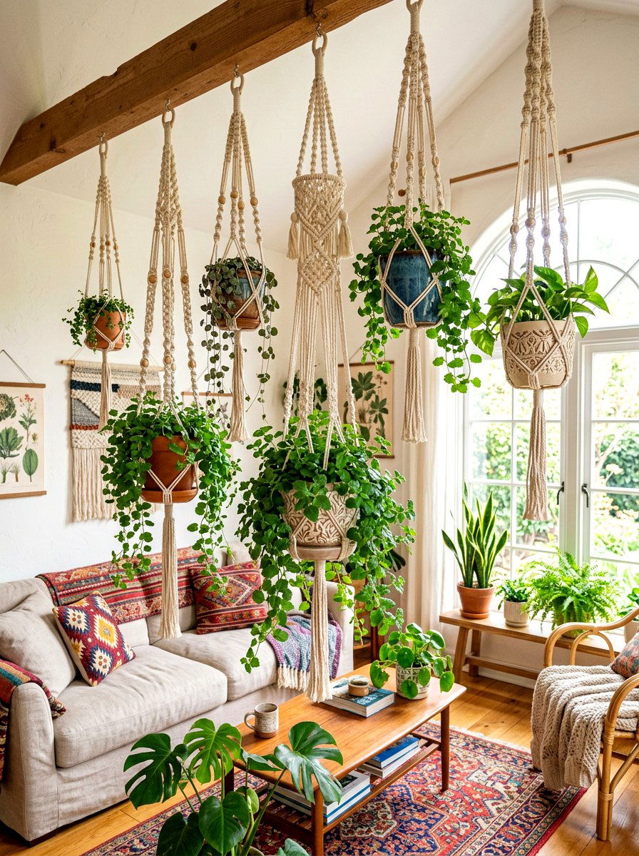 Hanging Macrame Planter - 30 herb planter ideas