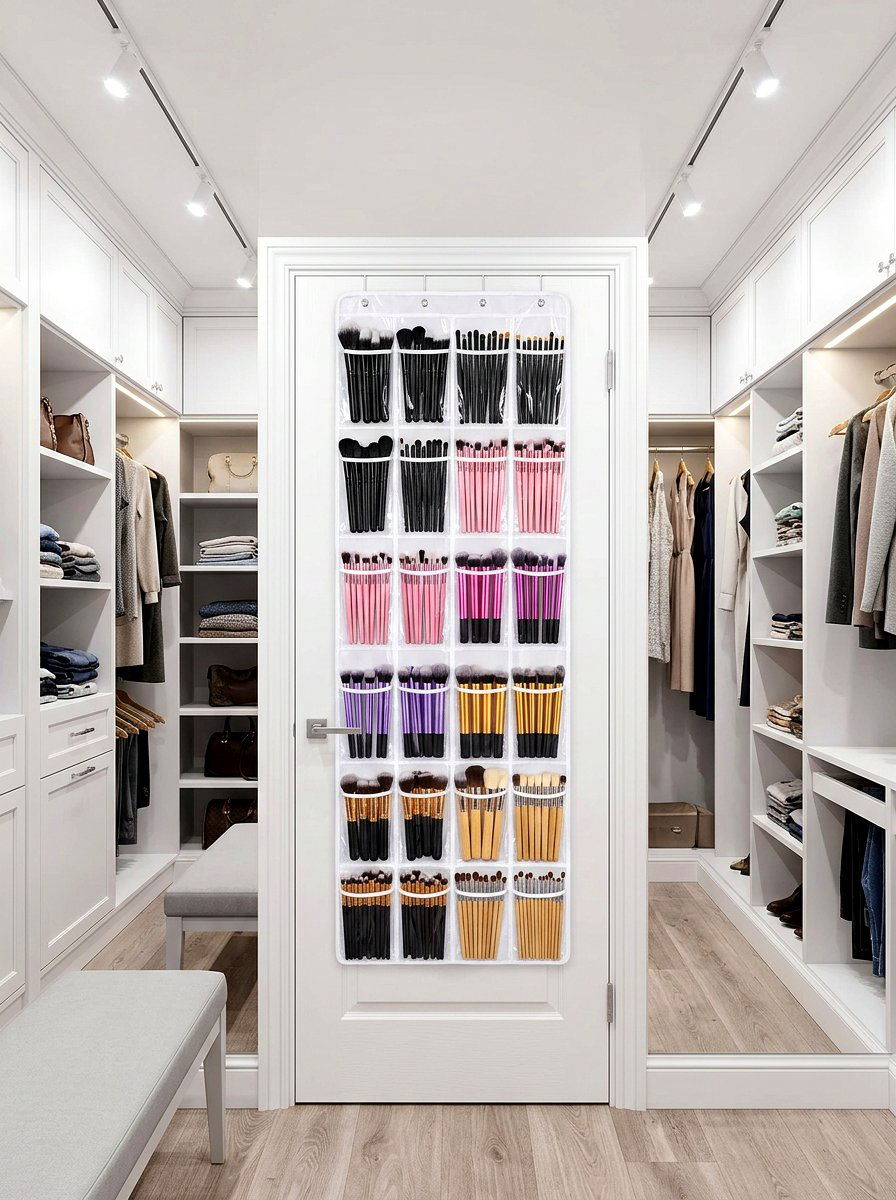 Hanging Makeup Brush Organizer - 30 makeup brush storage ideas