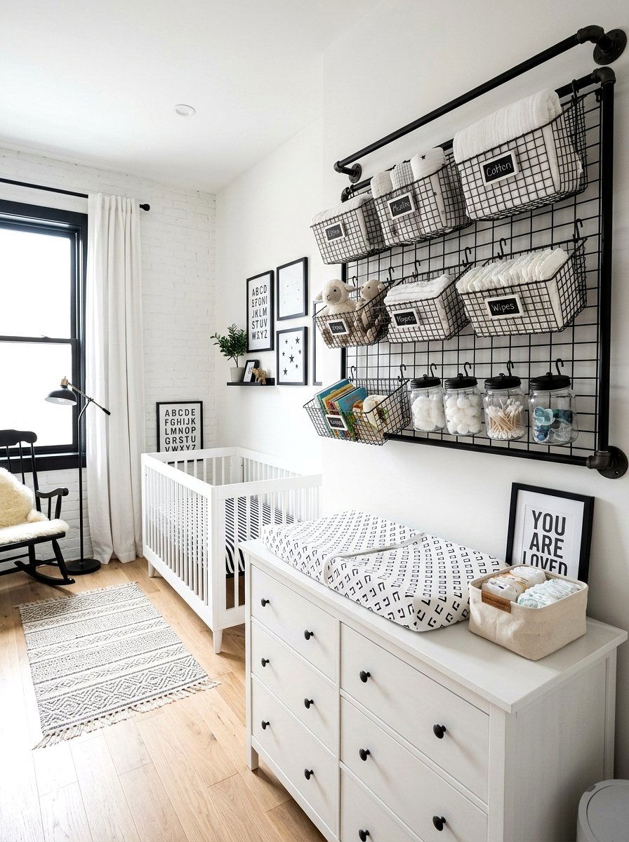 Hanging Metal Wire Basket - 30 nursery wall decor ideas