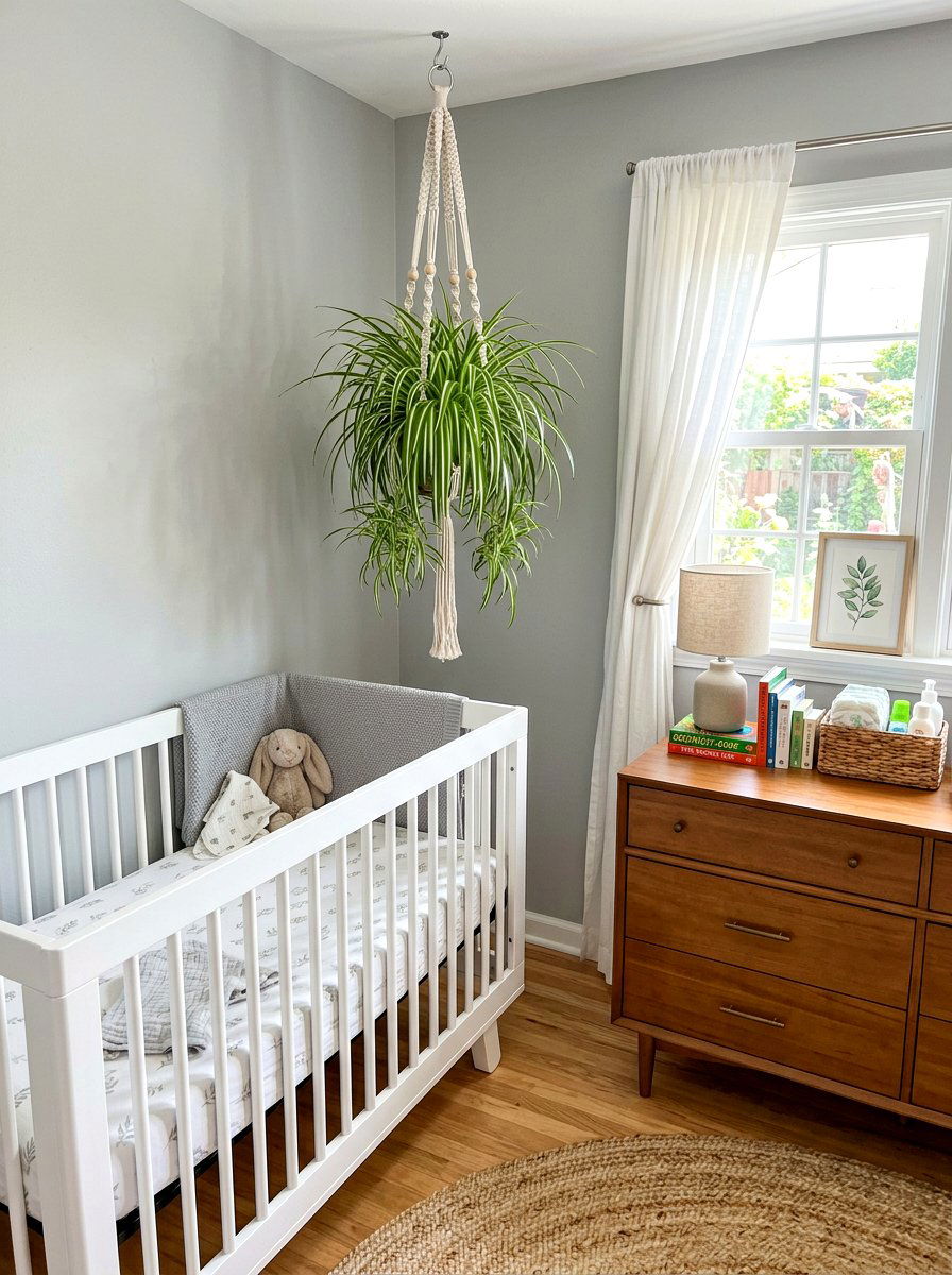 Hanging Nursery Plant - 30 crib corner styling ideas
