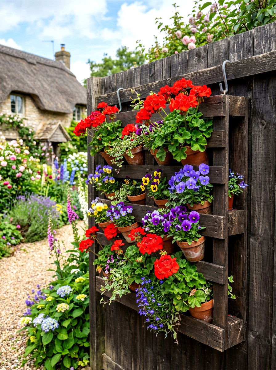 Hanging Pallet Flowers - 30 pallet garden wall ideas