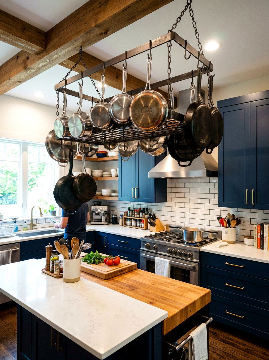 Hanging Pan Rack - 30 ceiling pot rack ideas