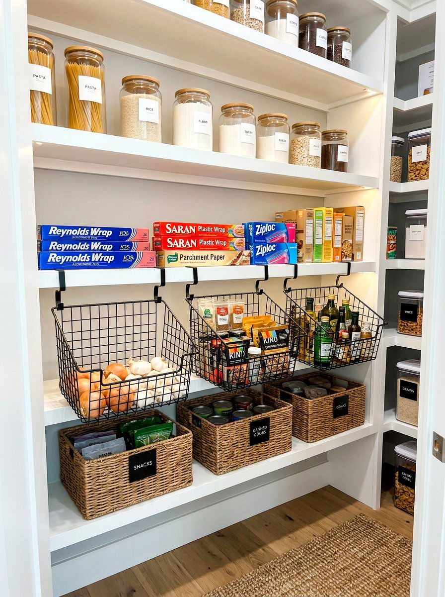 Hanging Pantry Basket - 30 basket pantry organization ideas