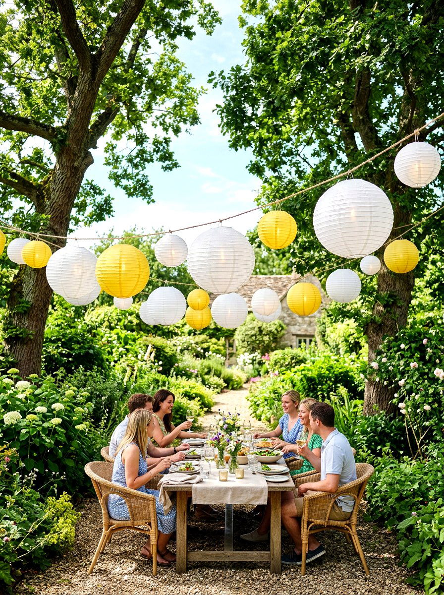 Hanging Paper Lantern - 30 garden tea party decor ideas
