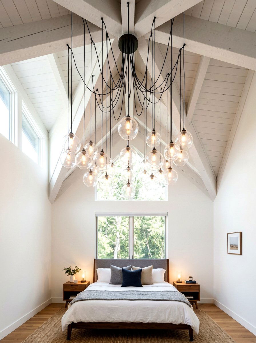 Hanging Pendant Lights - 30 sloped ceiling bedroom ideas