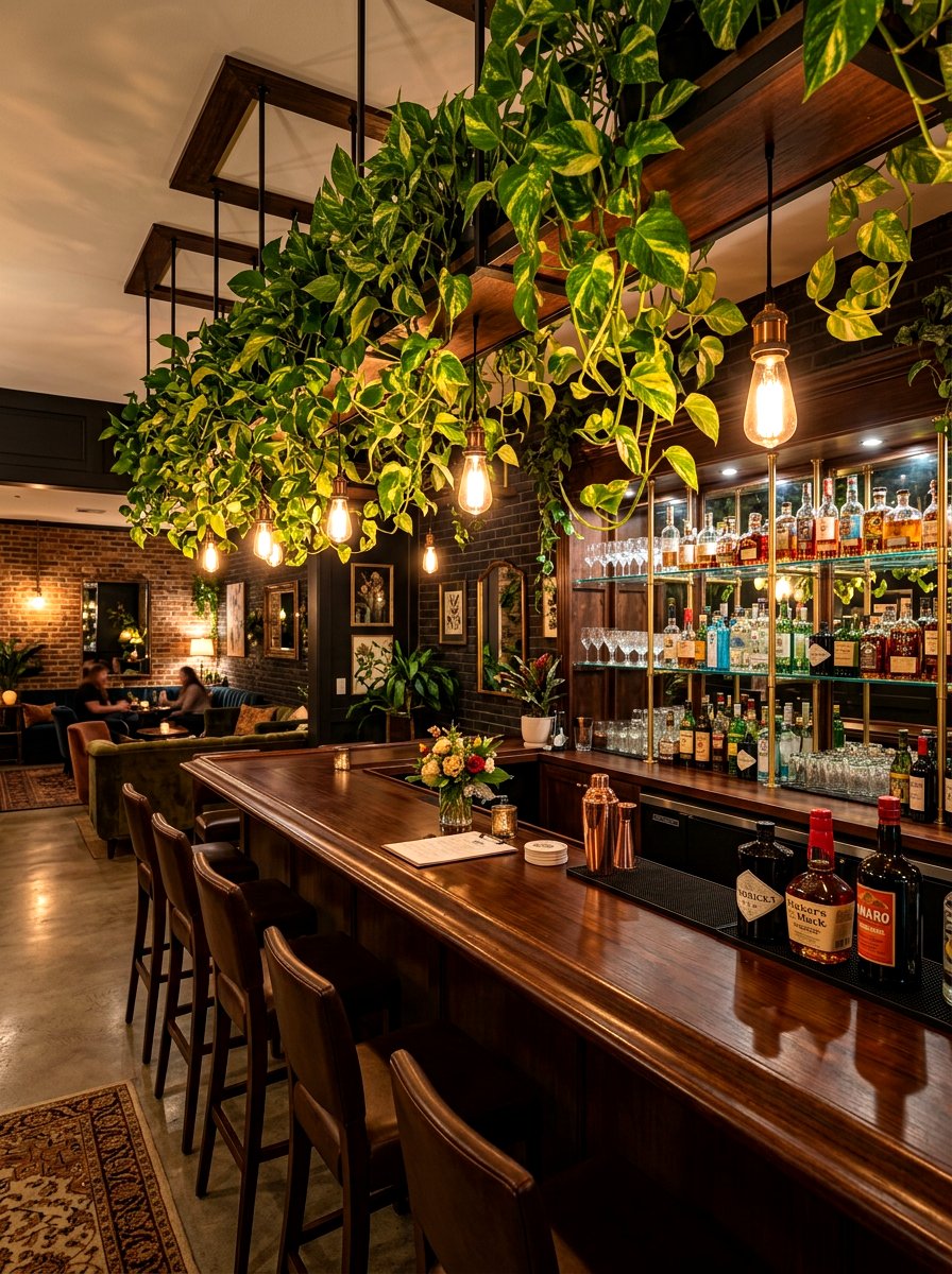 Hanging Plant Basement Bar - 30 hanging indoor plant ideas