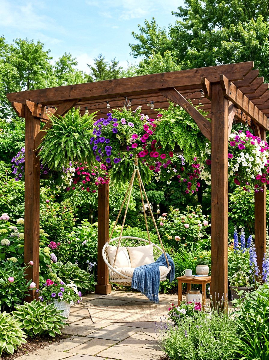 Hanging Plant Canopy - 30 pergola shade ideas