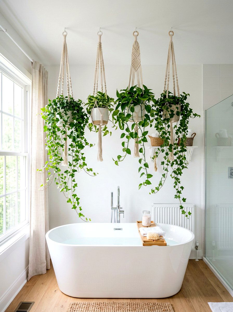 Hanging Plant Decor - 30 mini spa room ideas