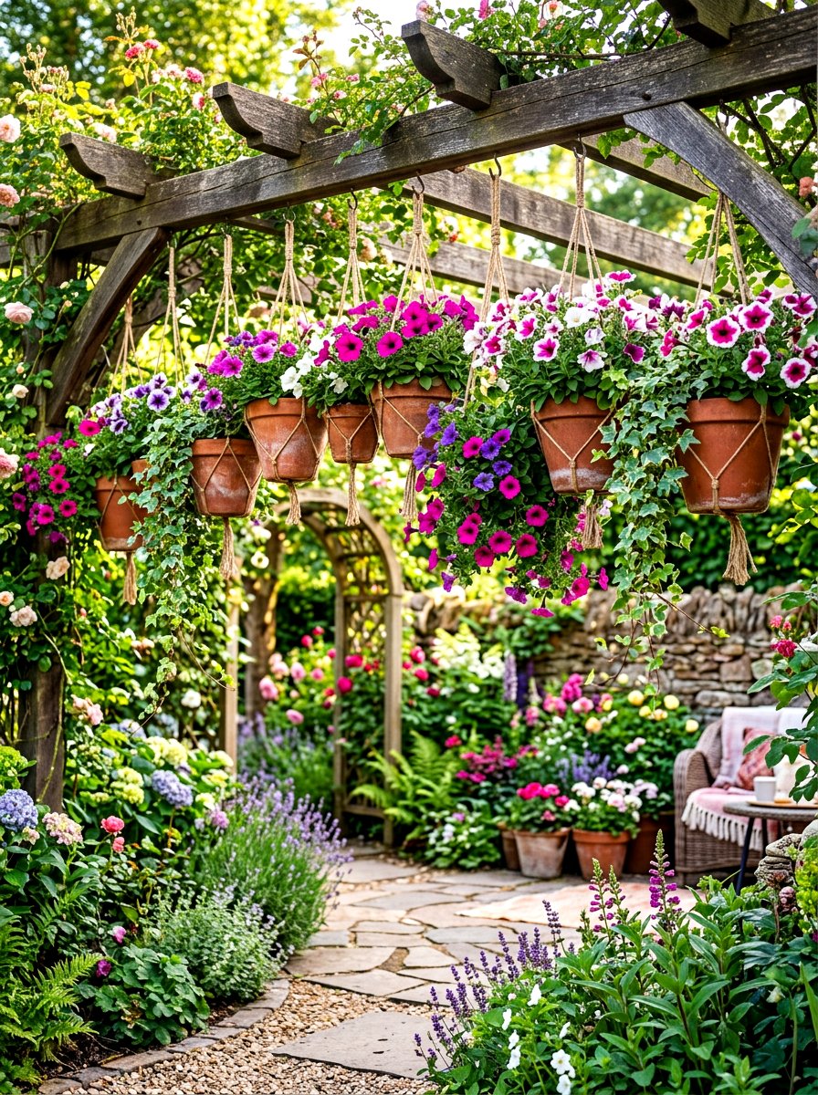 Hanging Plant Display - 30 narrow garden ideas