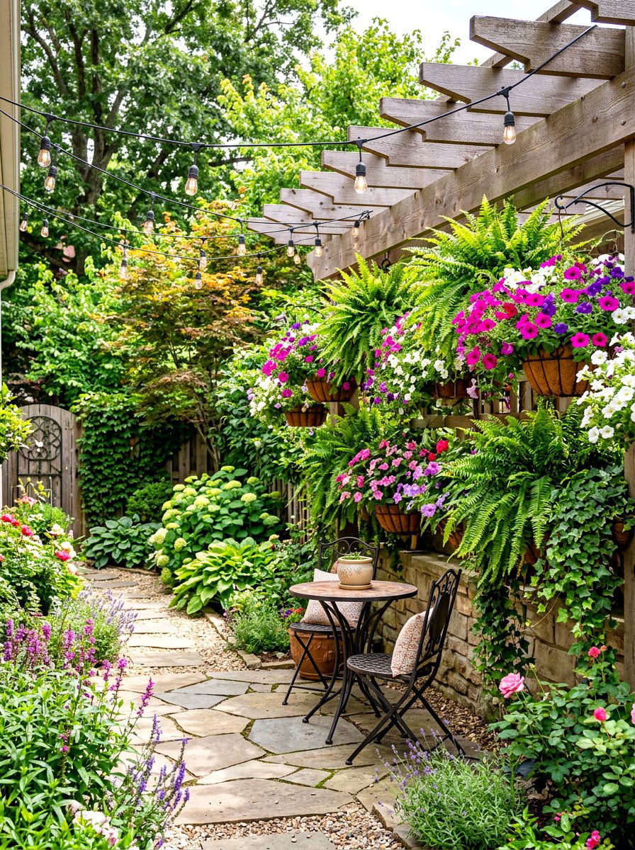 Hanging Plant Display - 30 side yard privacy ideas