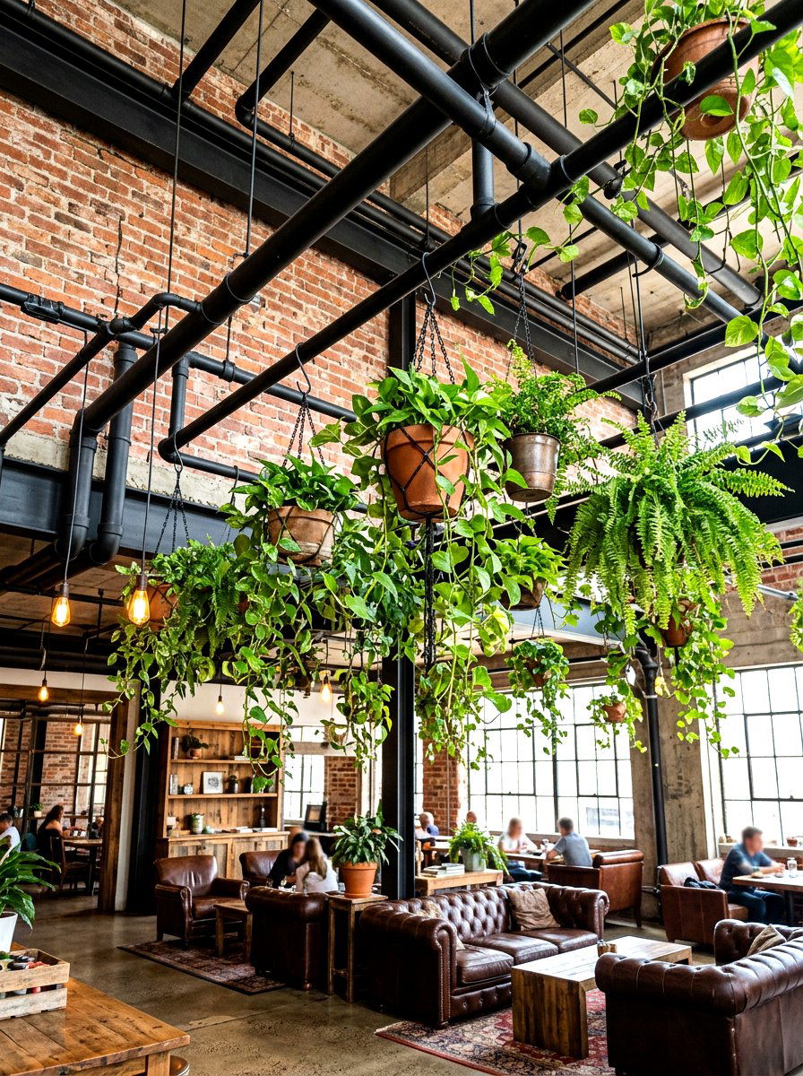 Hanging Plant Industrial Pipe - 30 hanging indoor plant ideas