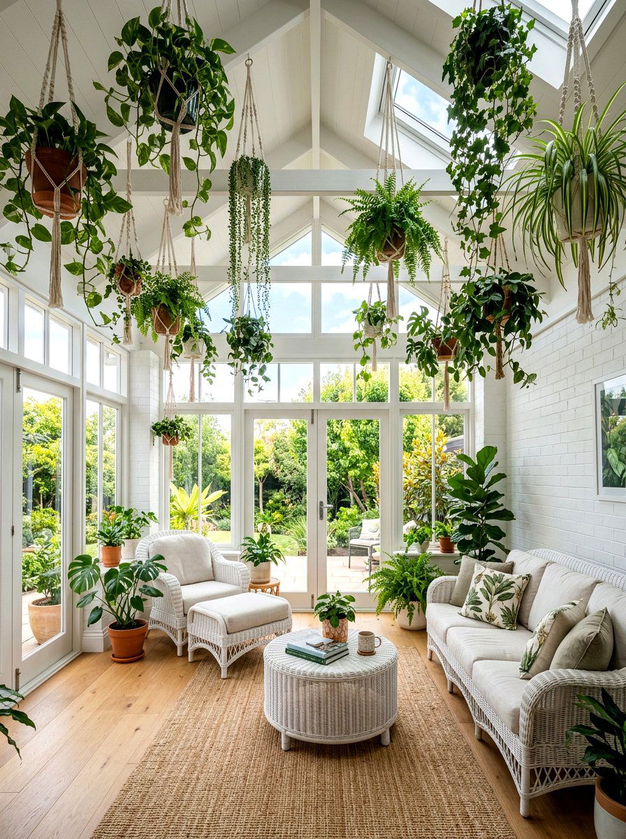 Hanging Plant Installation - 30 high ceiling decorating ideas