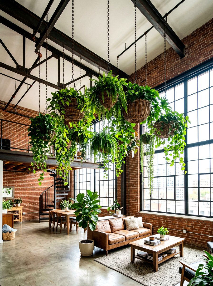 Hanging Plant Loft Space - 30 hanging indoor plant ideas