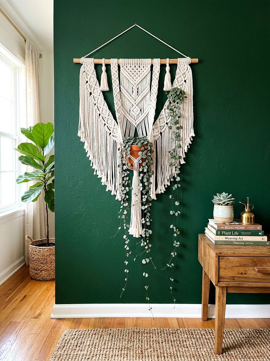 Hanging Plant Macrame Wall - 30 hanging indoor plant ideas