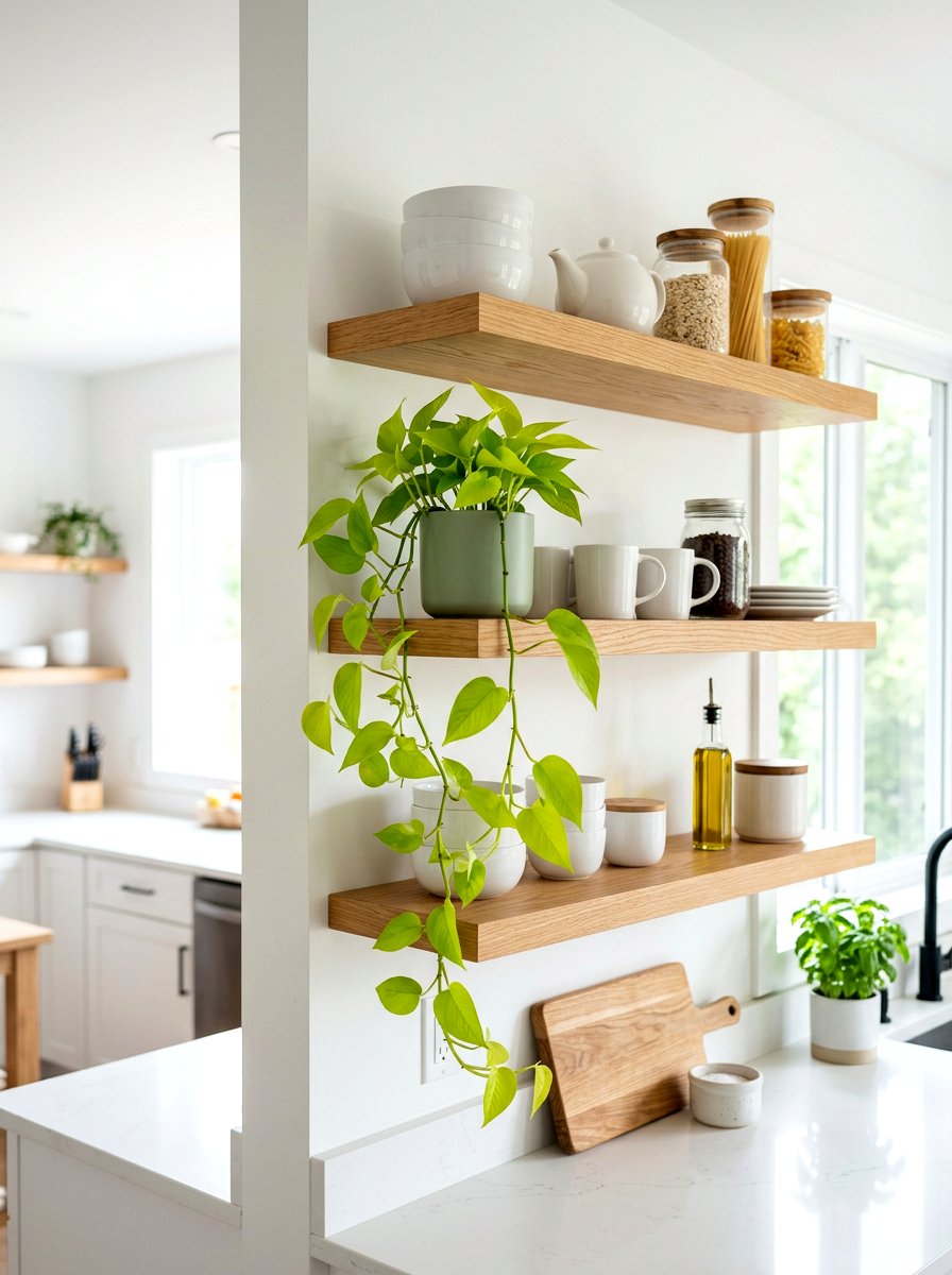 Hanging Plant Open Shelving - 30 hanging indoor plant ideas