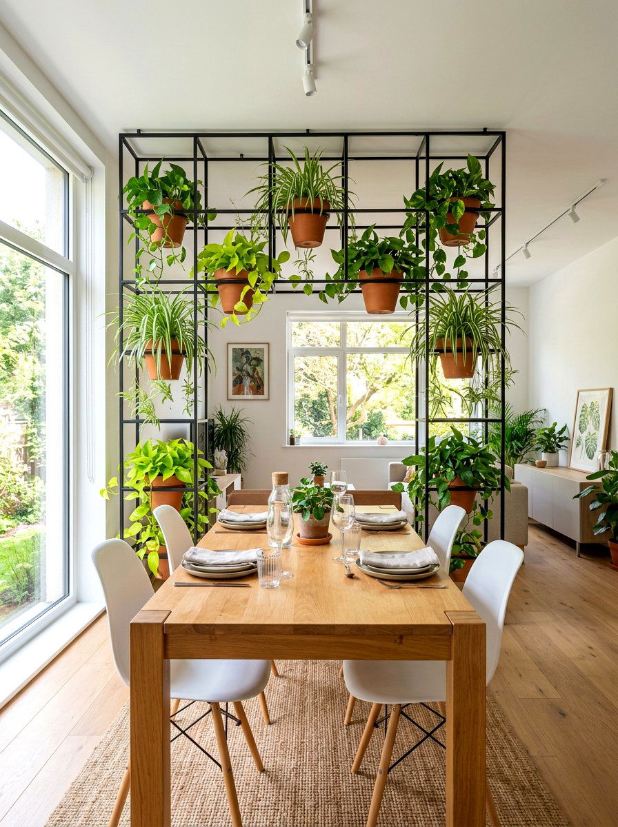 Hanging Plant Partition - 30 freestanding privacy panel ideas