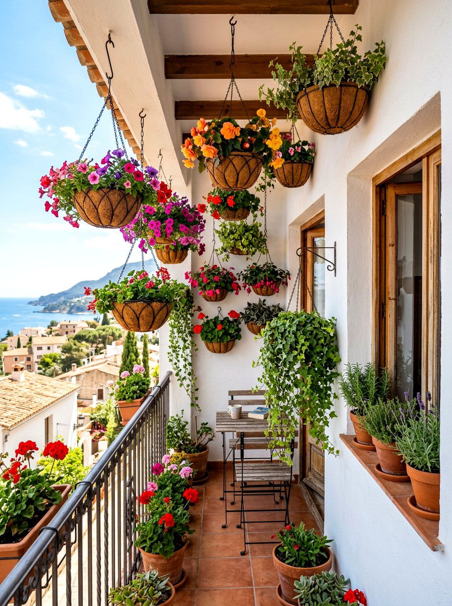 Hanging Plant Pots - 30 narrow balcony ideas