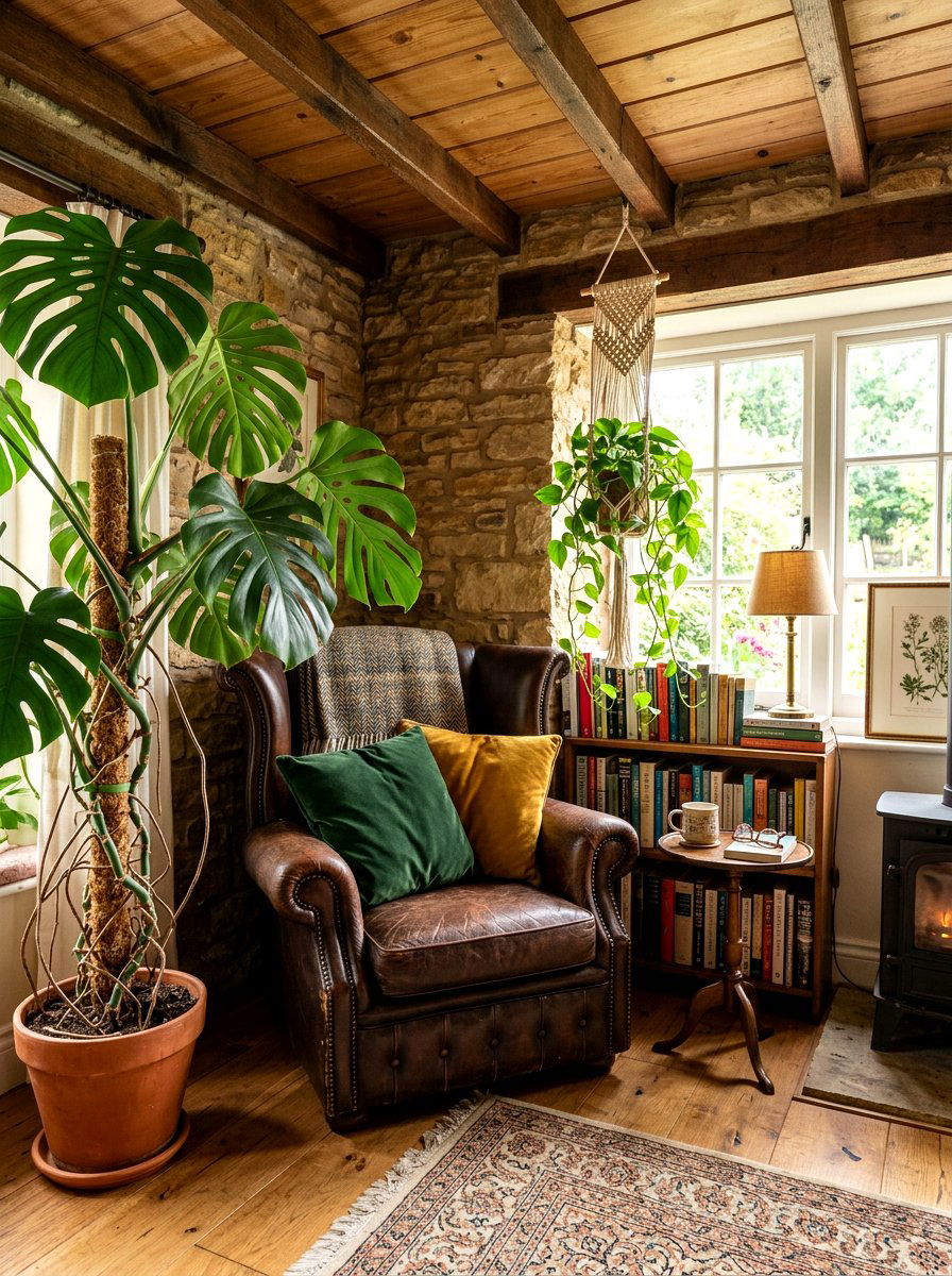 Hanging Plant Reading Nook - 30 hanging indoor plant ideas