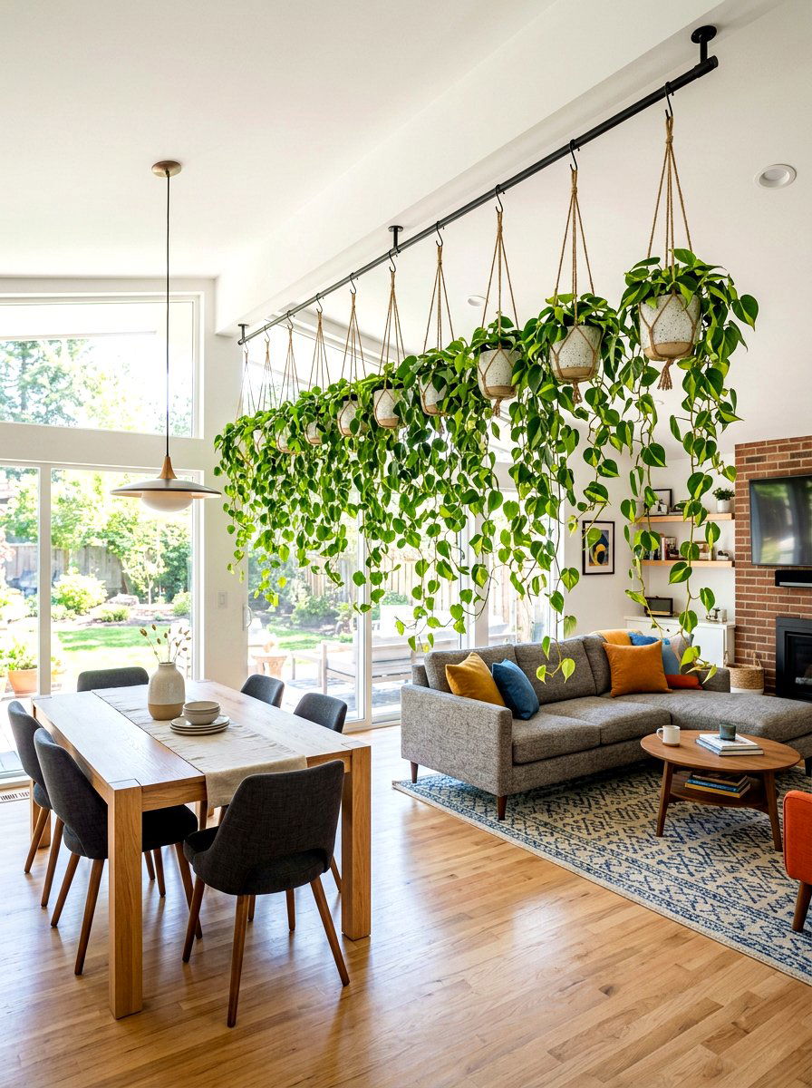 Hanging Plant Room Divider - 30 hanging indoor plant ideas