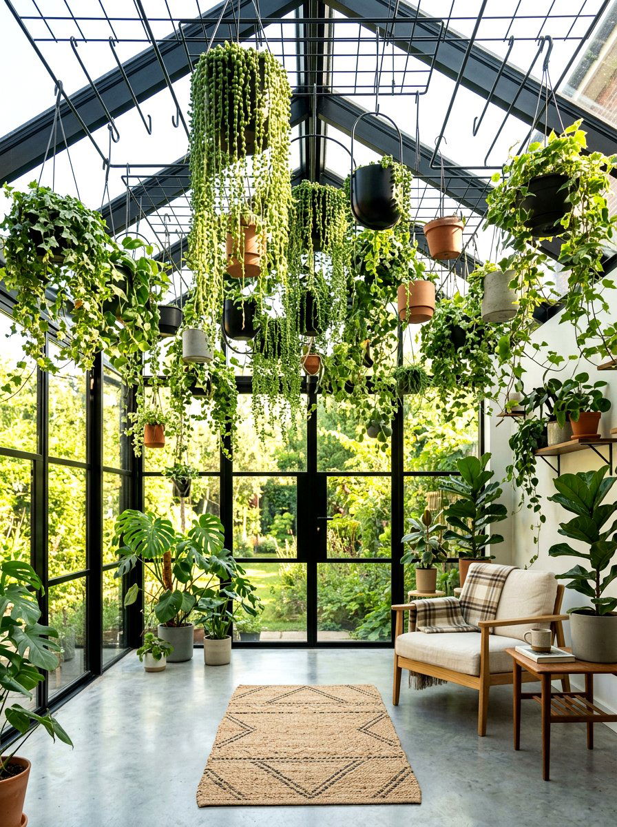 Hanging Plant Sunroom - 30 indoor garden room ideas