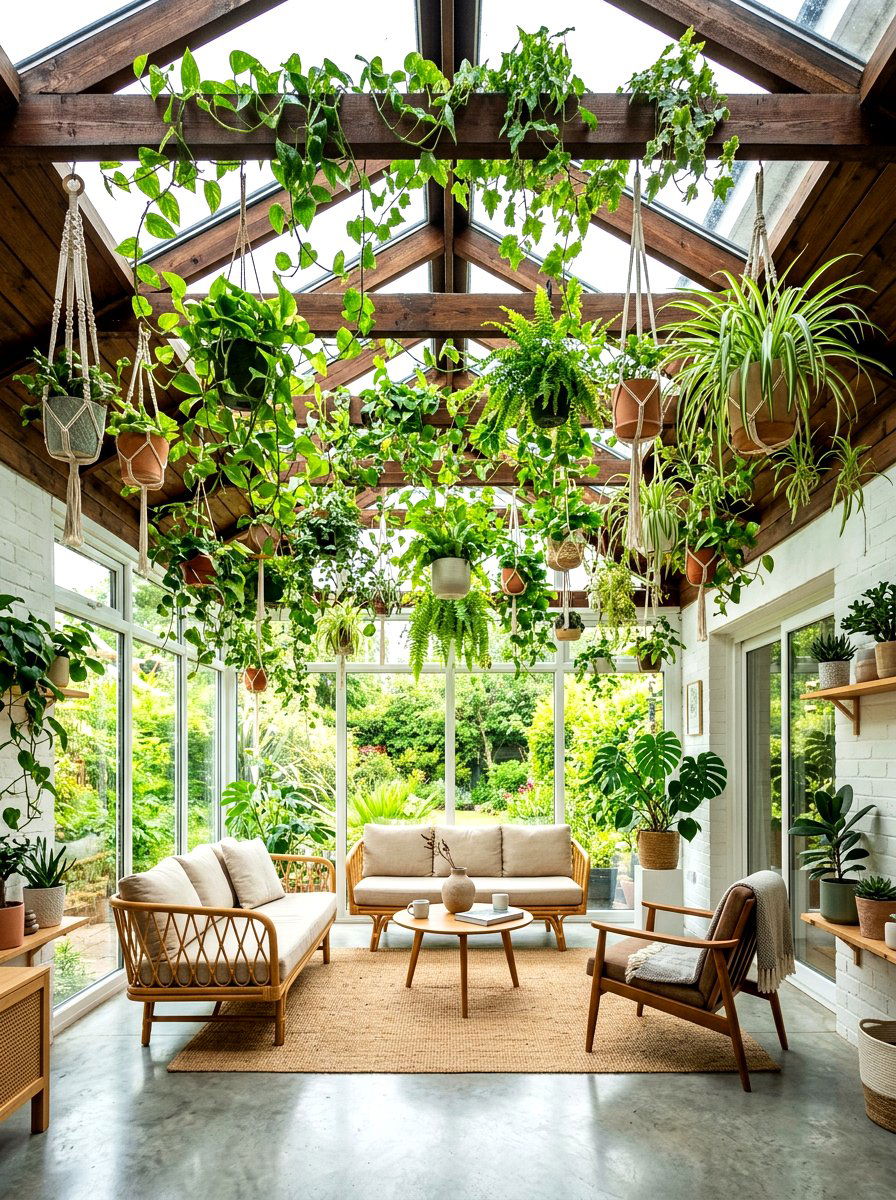 Hanging Plant Sunroom - 30 bright sunroom ideas
