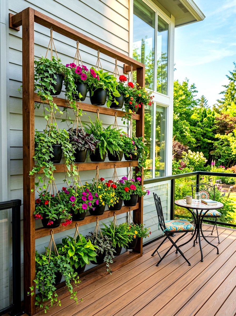 Hanging Plant Wall - 30 backyard privacy ideas
