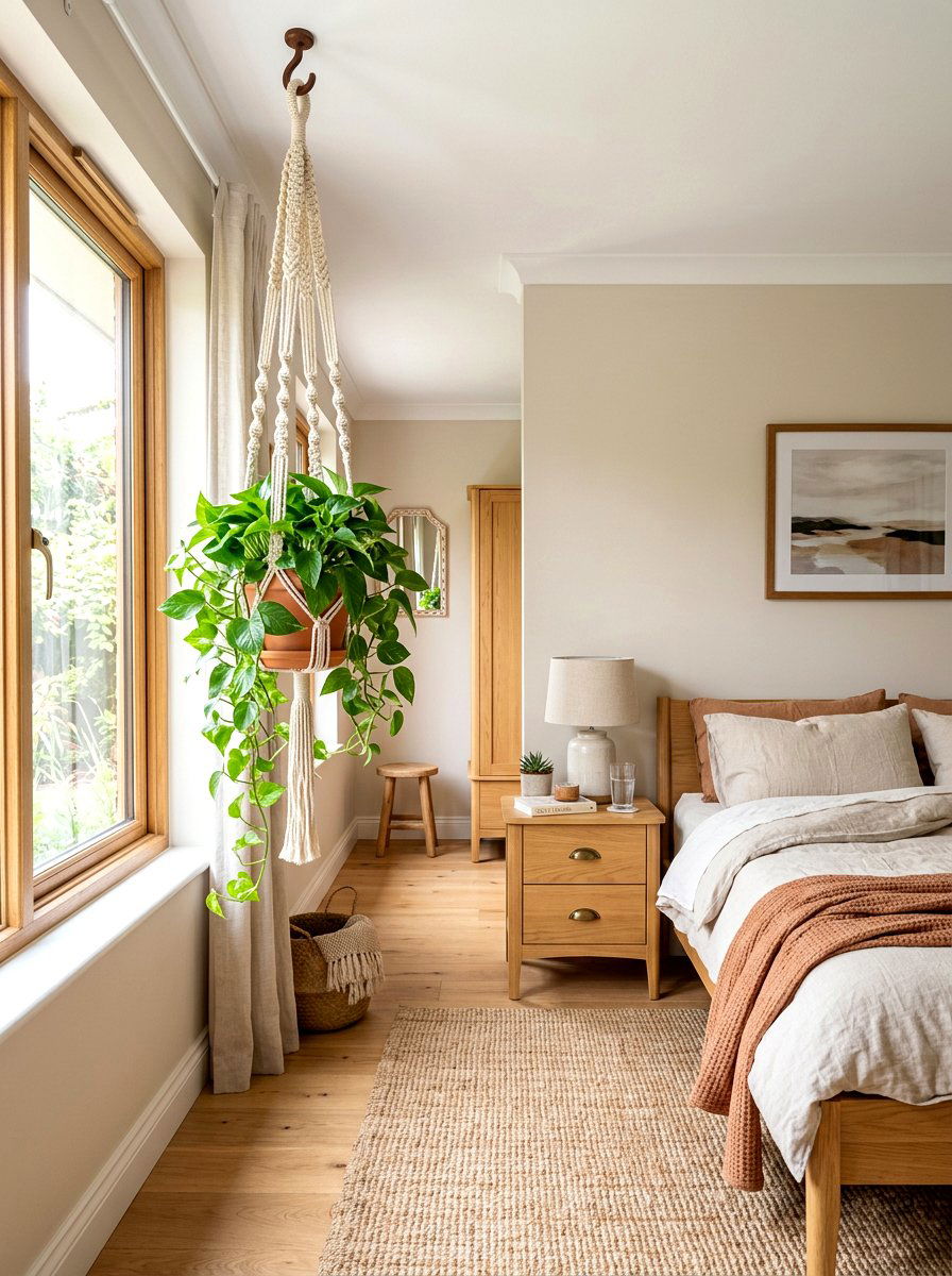 Hanging Plant - 30 bedroom plant decor ideas