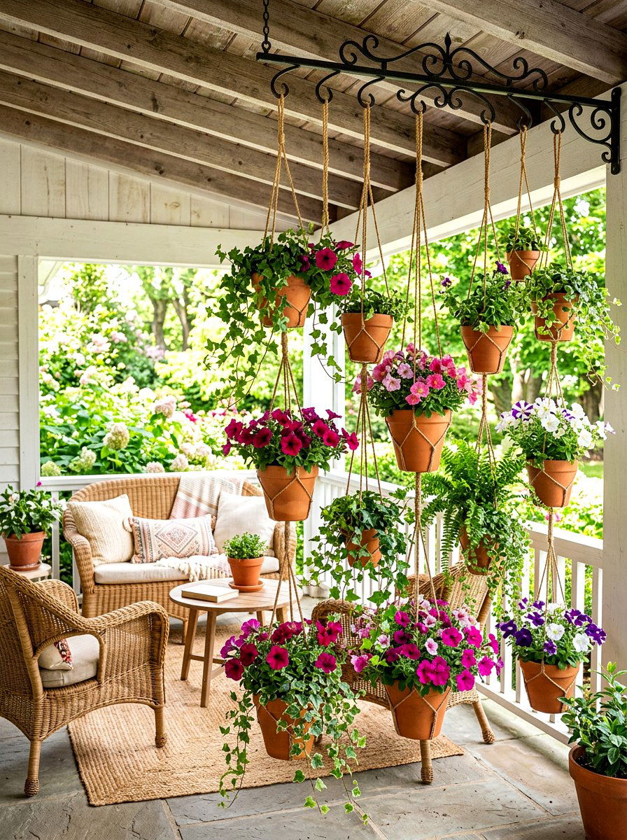 Hanging Planter Divider - 30 outdoor room divider ideas