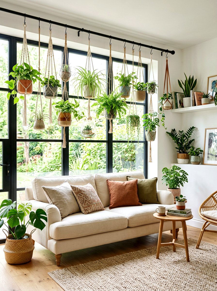 Hanging Planter Living Room - 30 living room plant wall ideas