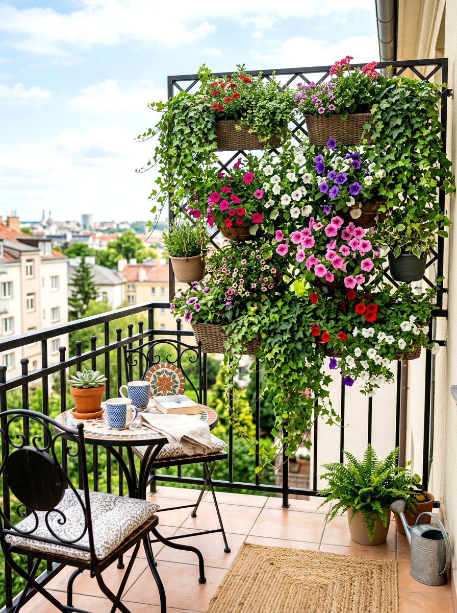 Hanging Planter Screen - 30 courtyard privacy wall ideas