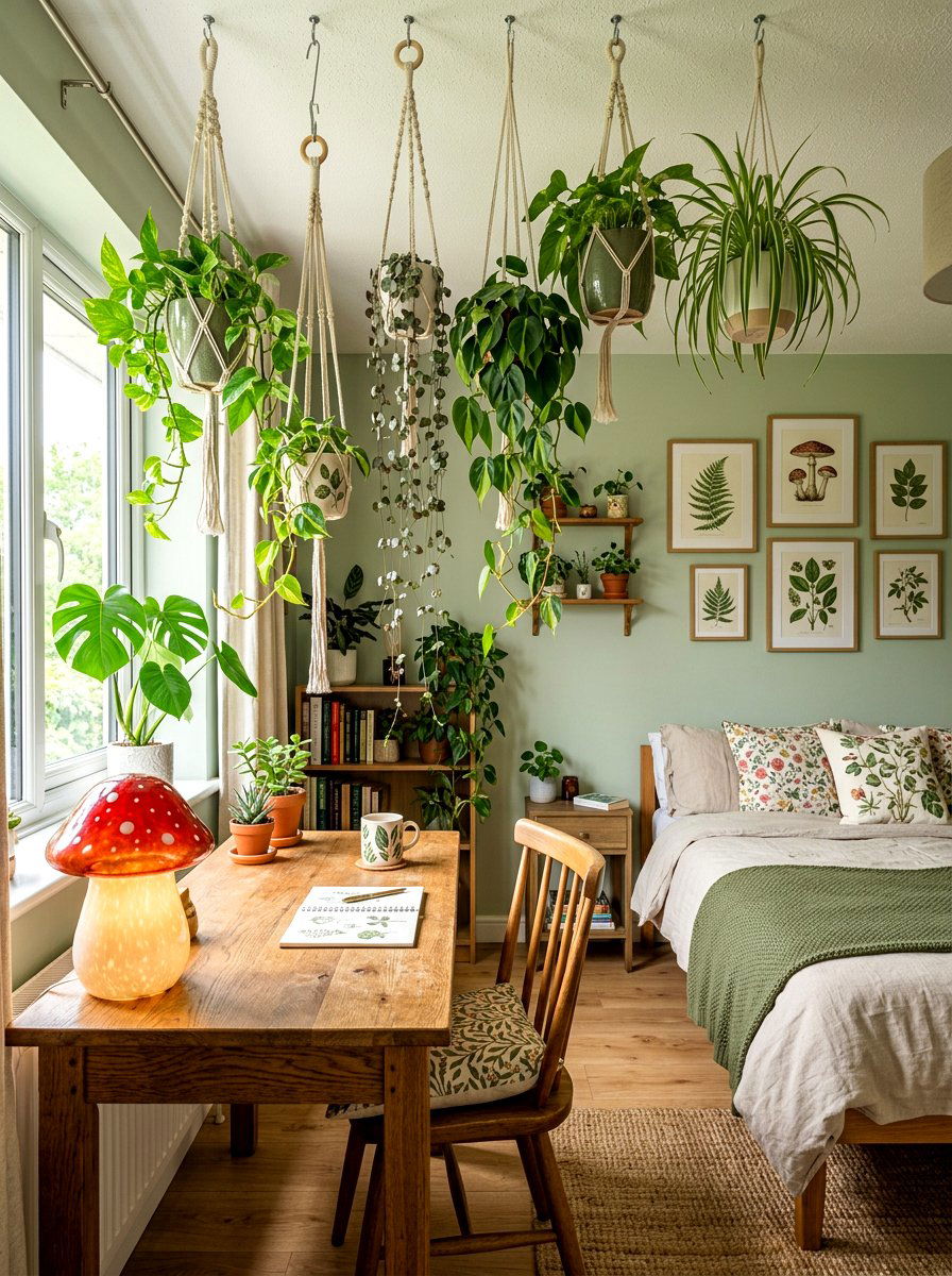 Hanging Planters - 30 mushroom bedroom ideas