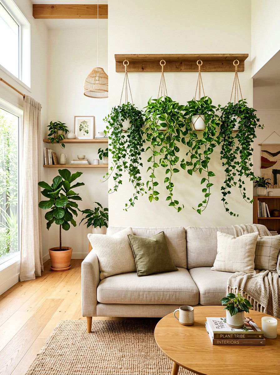 Hanging Planters - 30 behind sofa decor ideas