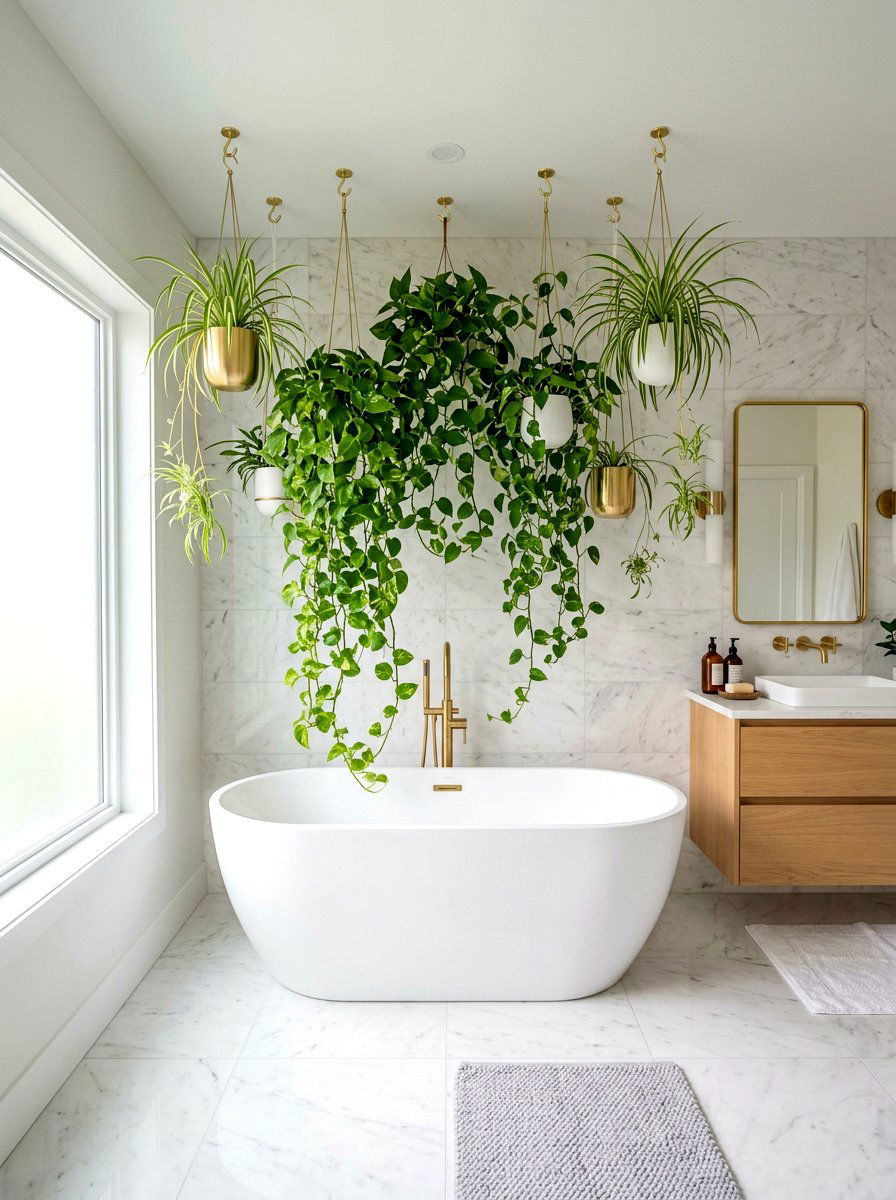 Hanging Plants Over Bathtub - 30 bathroom jungle ideas
