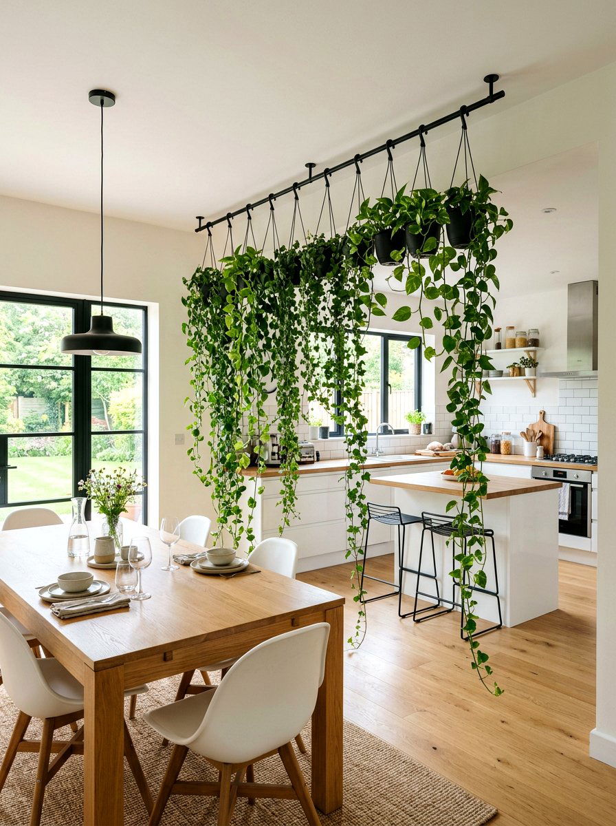 Hanging Plants - 30 room divider ideas