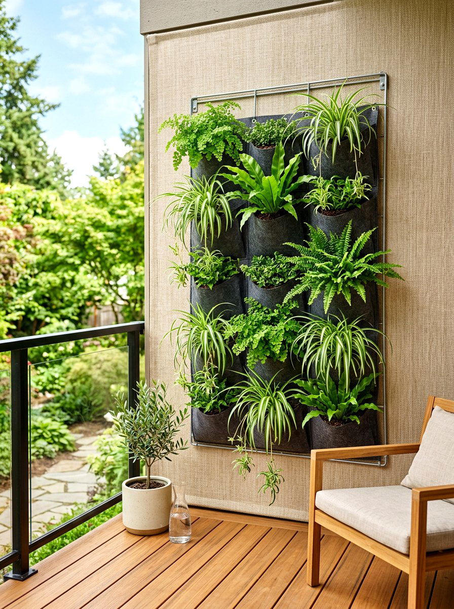 Hanging Pocket Planter System - 30 vertical garden privacy wall ideas