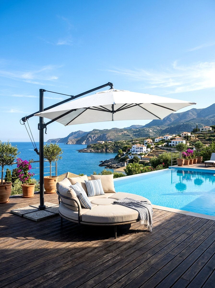 Hanging Pool Umbrella - 30 pool umbrella ideas