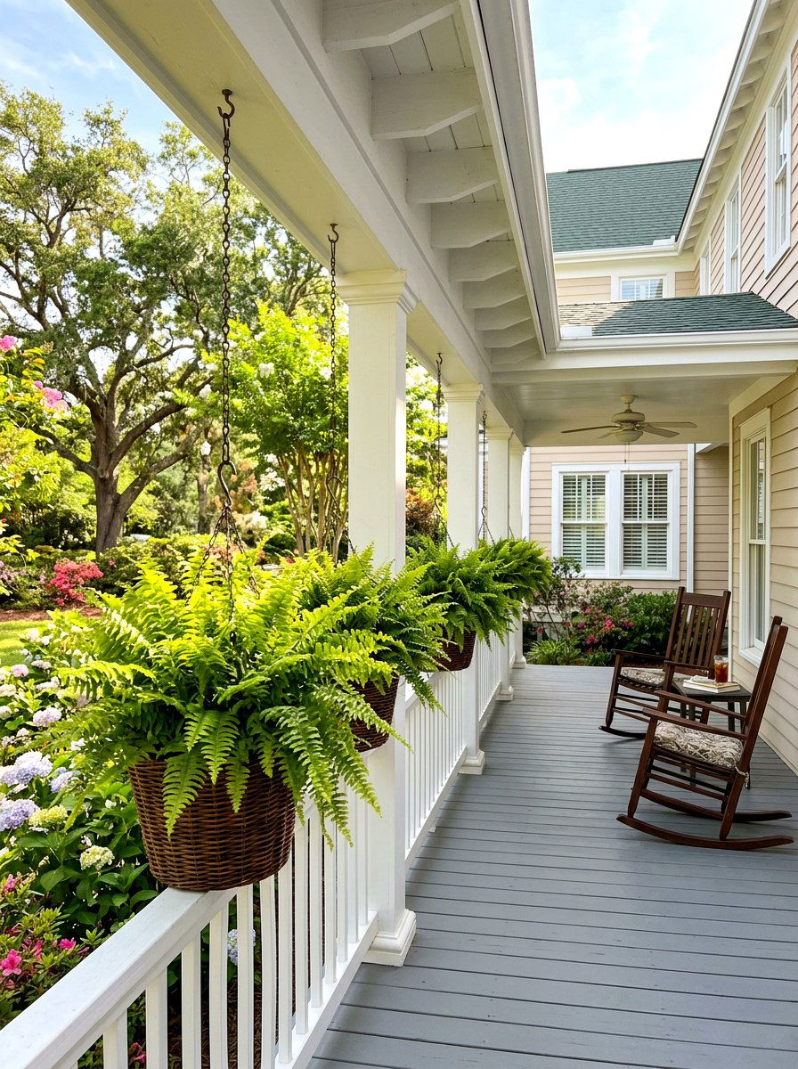 Hanging Porch Ferns - 30 porch entry ideas