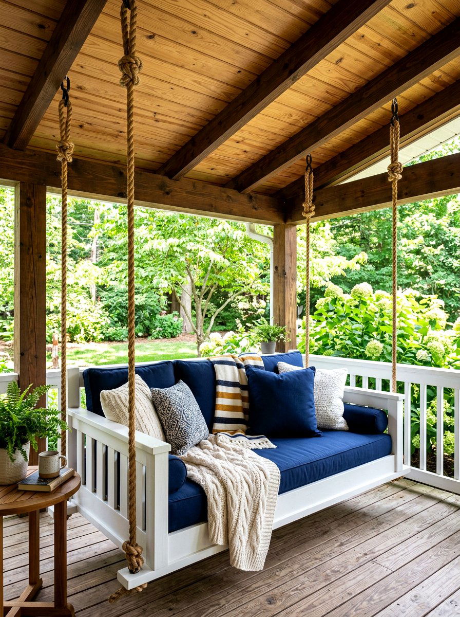 Hanging Porch Swing - 30 porch makeover ideas