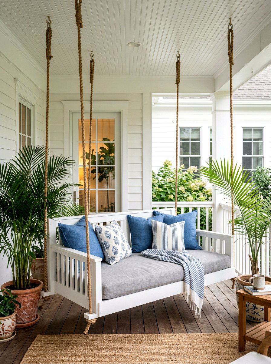 Hanging Porch Swing - 30 summer front porch ideas
