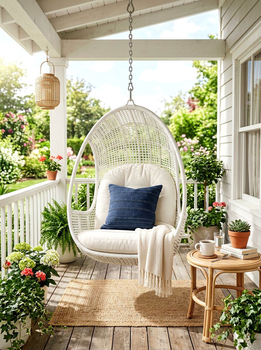 Hanging Porch Swing Chair - 30 small front porch ideas