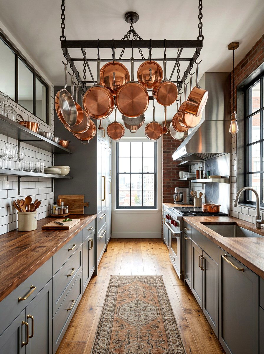 Hanging Pot Galley Kitchen - 30 galley kitchen ideas